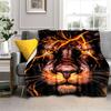 Wildlife Fierce Lion Throw Blankets, Soft Flannel Fleece Blanket Microfiber Cozy Bed Cover for Teen Boys Bedroom African Animal