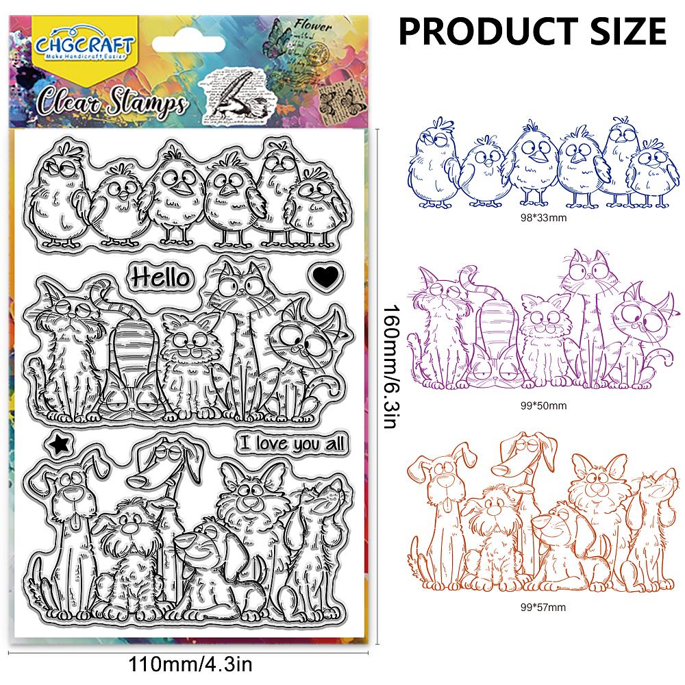 PVC Plastic Clear Stamps for DIY Scrapbooking Photo Album Decorative Cards Making Animals 160x110mm