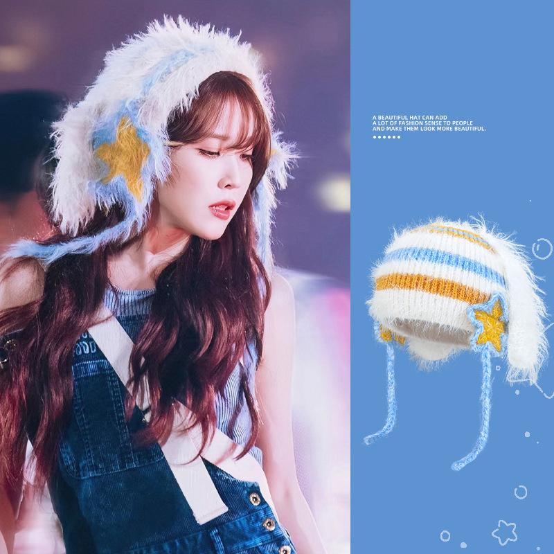 Милые медвежьи ушки Тедди флис вязаный разноцветный пуловер шапка для женщин зимние теплые защитные наушники Able Straps шапки-бомберы