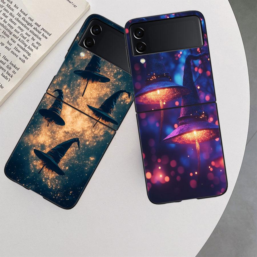 Halloween Wizard Hat Horror Fun Phone Case For Samsung Z Flip 7 6 5G Galaxy Z Flip 5 4 3 Black Hard Cell Cover Luxury PC Shell