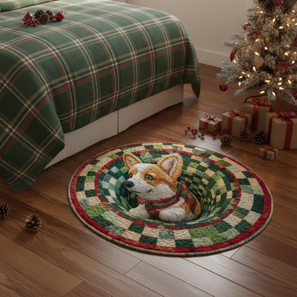 Christmas Tree Decoration Mat 40cm 3D Christmas Circular Carpet Washable Anti Slip Carpet New Year Atmosphere Mat Decoration for