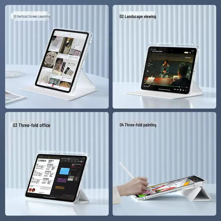 Прозрачный акриловый чехол для Xiaomi Pad 5/5 Pro с вращающейся подставкой и слотом для стилуса