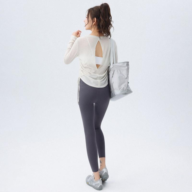 Womens Loose Yoga Top Long Sleeve Breathable Workout Shirt Pilates Running Fitness Gym