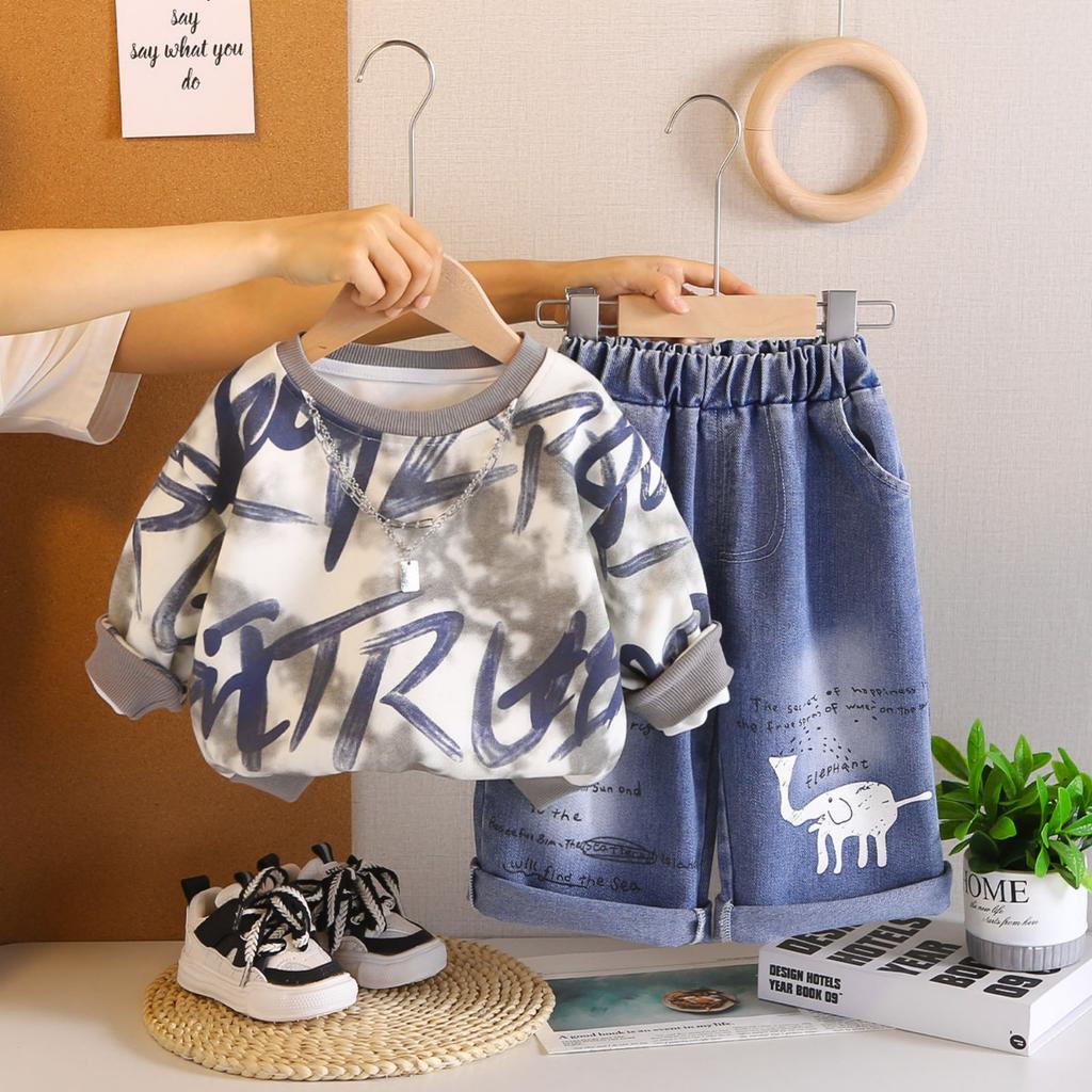 Kids Casual Long-Sleeve Set, Comfortable Daily Wear Outfits