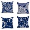 Home Decor Blue Geometric & Floral Pattern Throw Pillows Pattern Cushion Cover Suitable for Sofa Bedroom Car Pillow Cover
