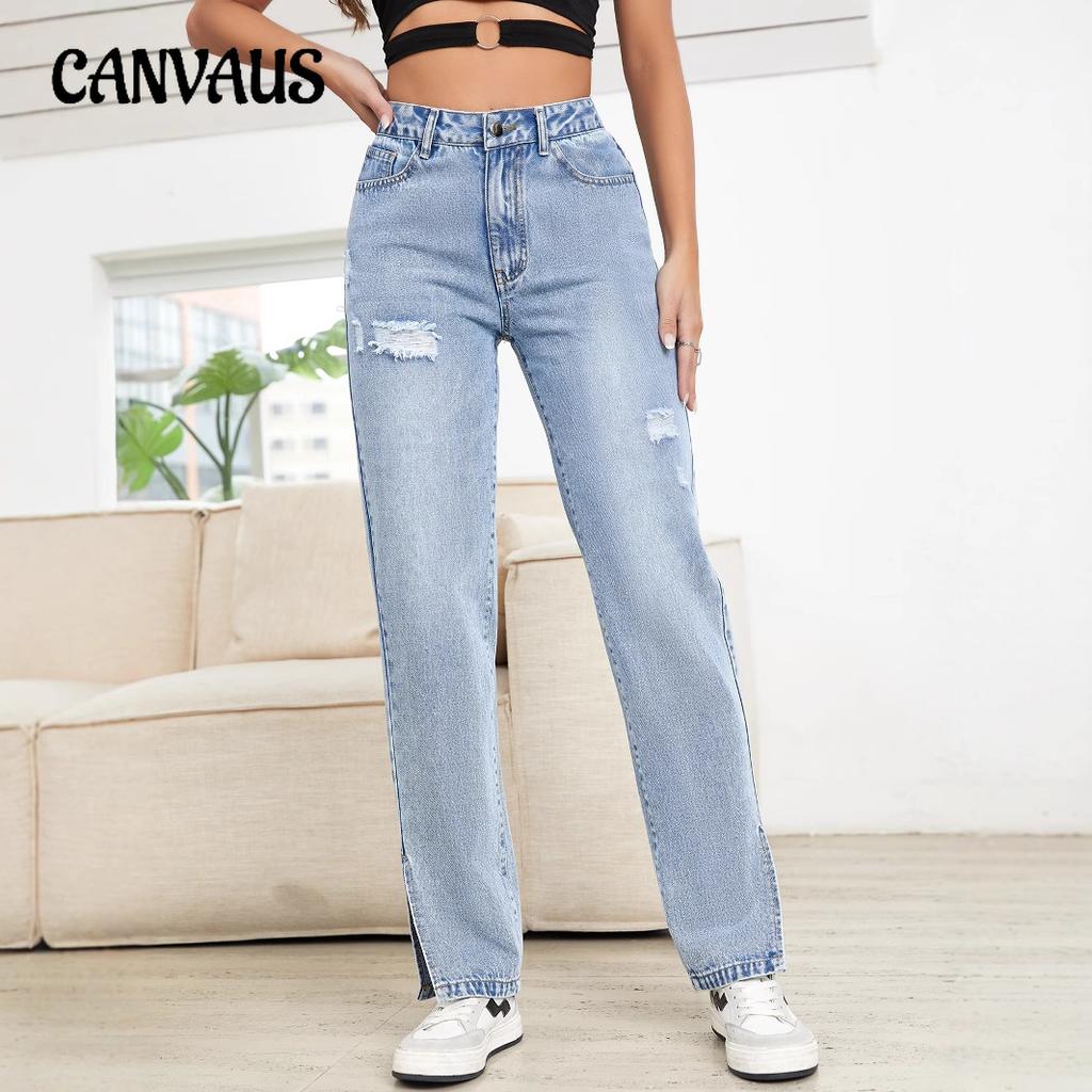Women's Pant Casual Straight High Waist Thin Jeans Trousers