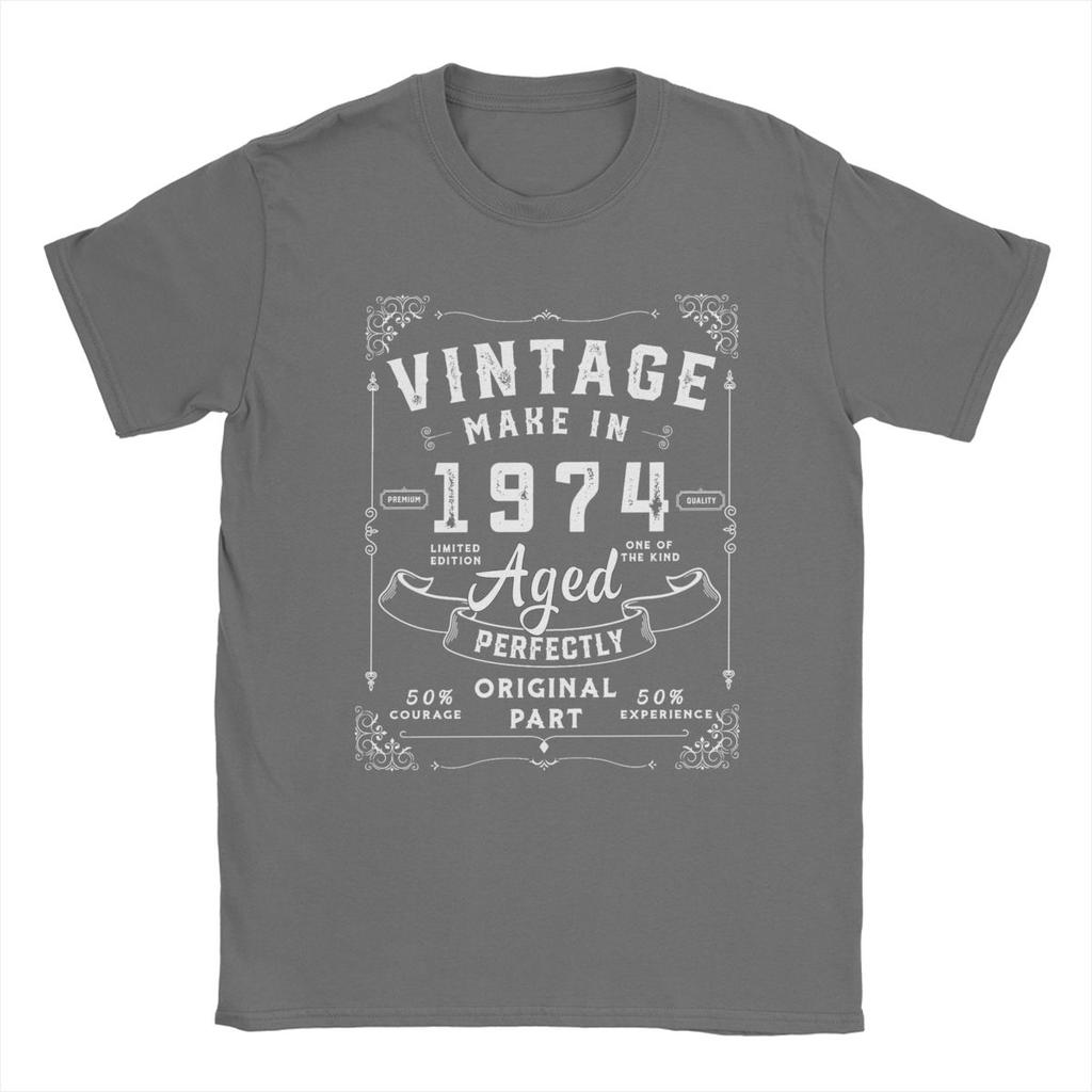 Made In 1974 Birthday Gift Men's T Shirts 50 Years Old Funny Tees Short Sleeve Crewneck T-Shirt Cotton Birthday Gift Tops