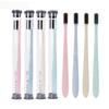 Portable Soft Bristle Bamboo Charcoal Toothbrush with Wheat Straw Handle for Adults
