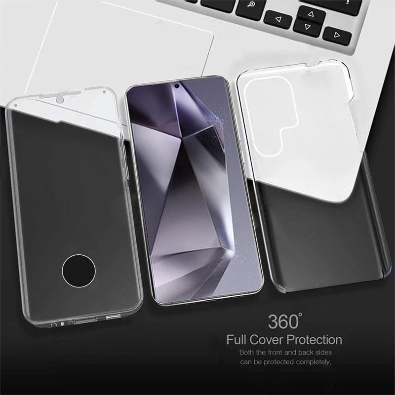 Прозрачный 360-градусный двойной передний задний чехол для Samsung Galaxy A05 A05S A15 A25 A35 A55 A04S A14 A24 A34 A54 5G 4G S23 S24 Ultra Plus FE силиконовый чехол