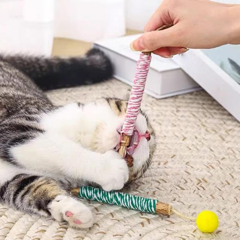 Игрушки-грызунки для кошек, палочки из натуральной травы, лакомства для питомцев, контроль комков шерсти, палочка для игры с кошкой