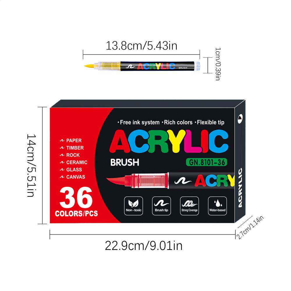 36/60/72 Цвета Акриловые Маркеры-Ручки для Рисования Кисть Маркер для Рисования по Камню Дереву Холсту, Рождественский Подарок DIY Ремесло
