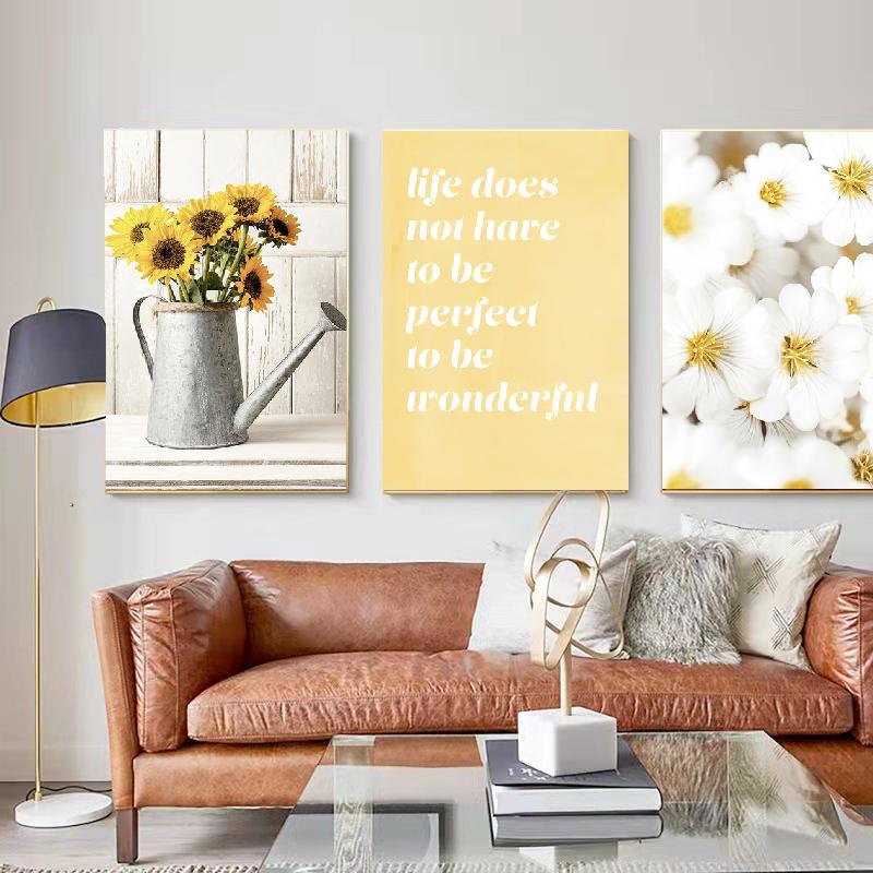 Скандинавский пейзаж, поле, девушка, подсолнух, дерево, цветок, бабочка, принт, постер, холст, живопись, настенные художественные фотографии для декора гостиной