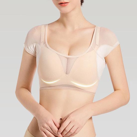 Женские топы с низким воротником и коротким рукавом, с подкладкой на плечах, многоразовые эргономичные подкладки, можно стирать