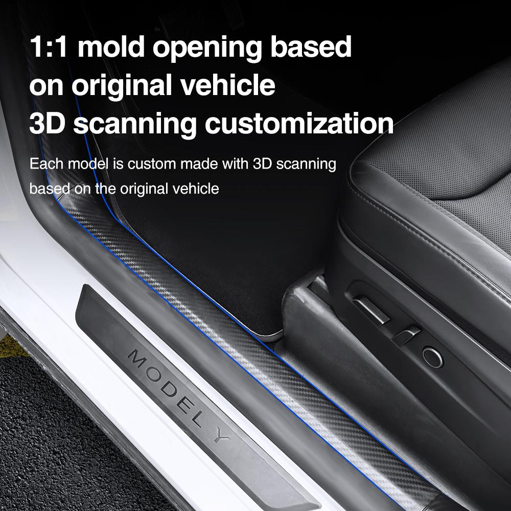 Heenvn For Tesla Model Y Juniper 2025 2026 Car Front Rear Door Sill Protective Pad Cover 10Pcs Guard Threshold Bumper Strips