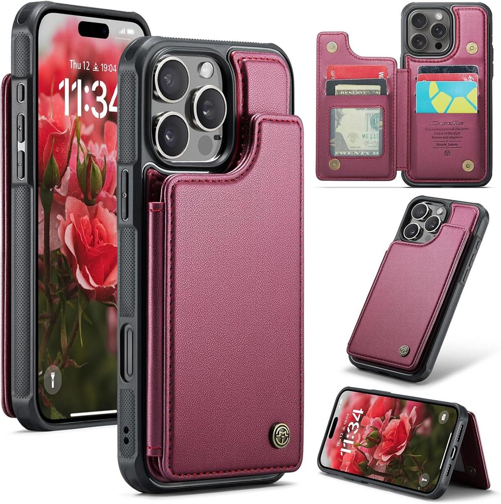 Защитный чехол-кошелек для iPhone с держателем для карт, RFID-экранированием, мужским и женским амортизирующим кожаным держателем, прочный защитный чехол для телефона