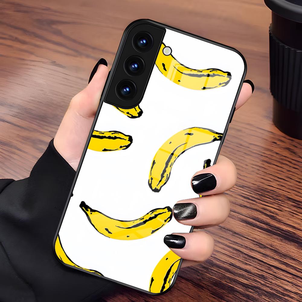 Чехол для телефона с узором из бананов для Samsung A56 A36 A26 A16 A15 A25 A35 A55 A14 A34 A24 A54 Стеклянный чехол