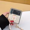 Чехол для телефона с милым мультяшным 3d девушкой для Samsung Galaxy Z Flip 3 5g, жесткий чехол из искусственной кожи с цепочкой через плечо