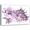 Canvas Print Japanese Pagoda Sumi-e Watercolour