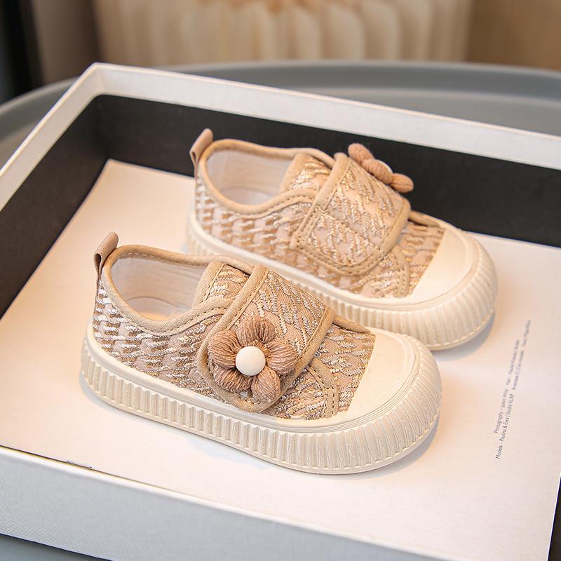 Повседневная обувь для девочек, детская парусиновая обувь, детские кроссовки для скейтбординга с цветами, модная резиновая подошва принцессы, противоскользящая вышивка