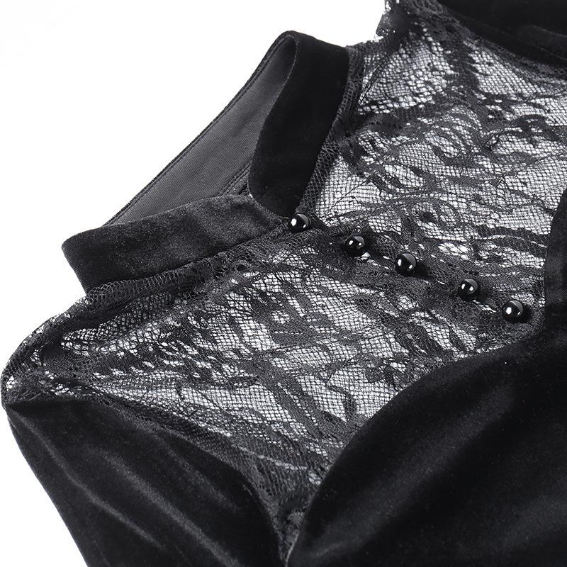 GMXIA Костюм на Хеллоуин Ведьма Сексуальное Длинное Платье С Разрезом Кружева Ажурное Расклешенное Платье Рукава Женское