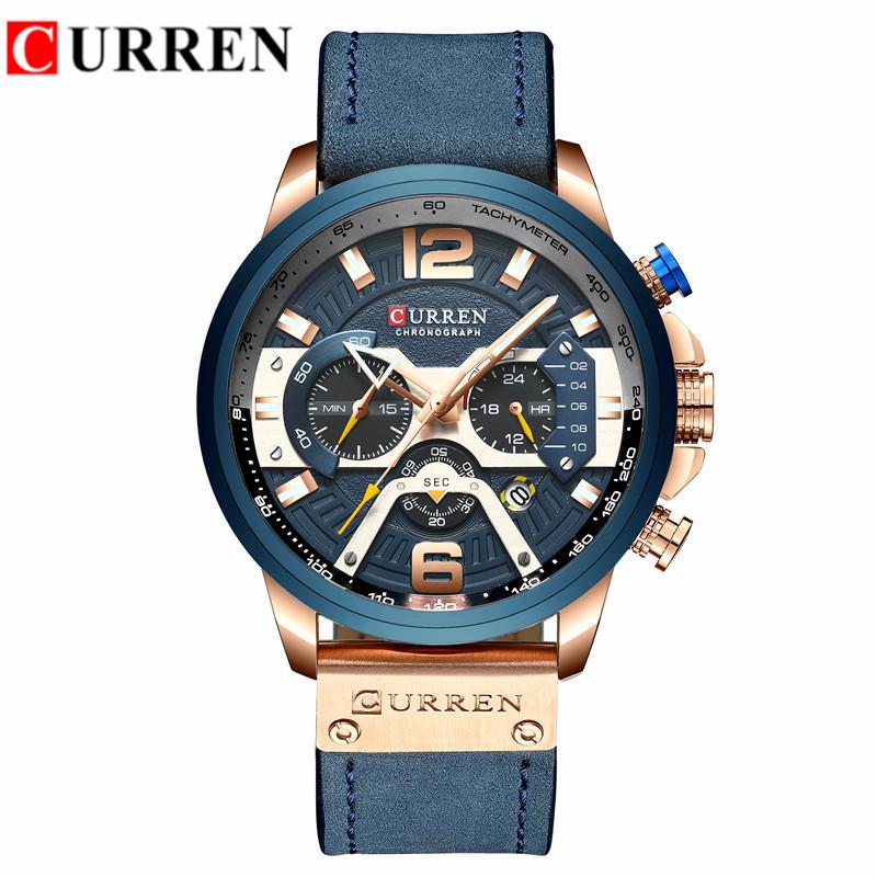 CURREN 8329 Модные мужские водонепроницаемые многофункциональные часы-хронограф с шестью стрелками и большим циферблатом