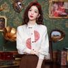 Spring New Chinese Style Traditional Retro Heavy Embroidery Craftsmanship Pattern Chic Buckle Stand Collar Shirt