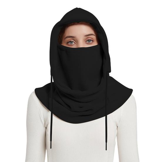 Флисовый головной убор для верховой езды однотонный с регулируемой кулиской 3 в 1 шапка для катания на лыжах с защитой лица и шеи, аксессуар для велоспорта