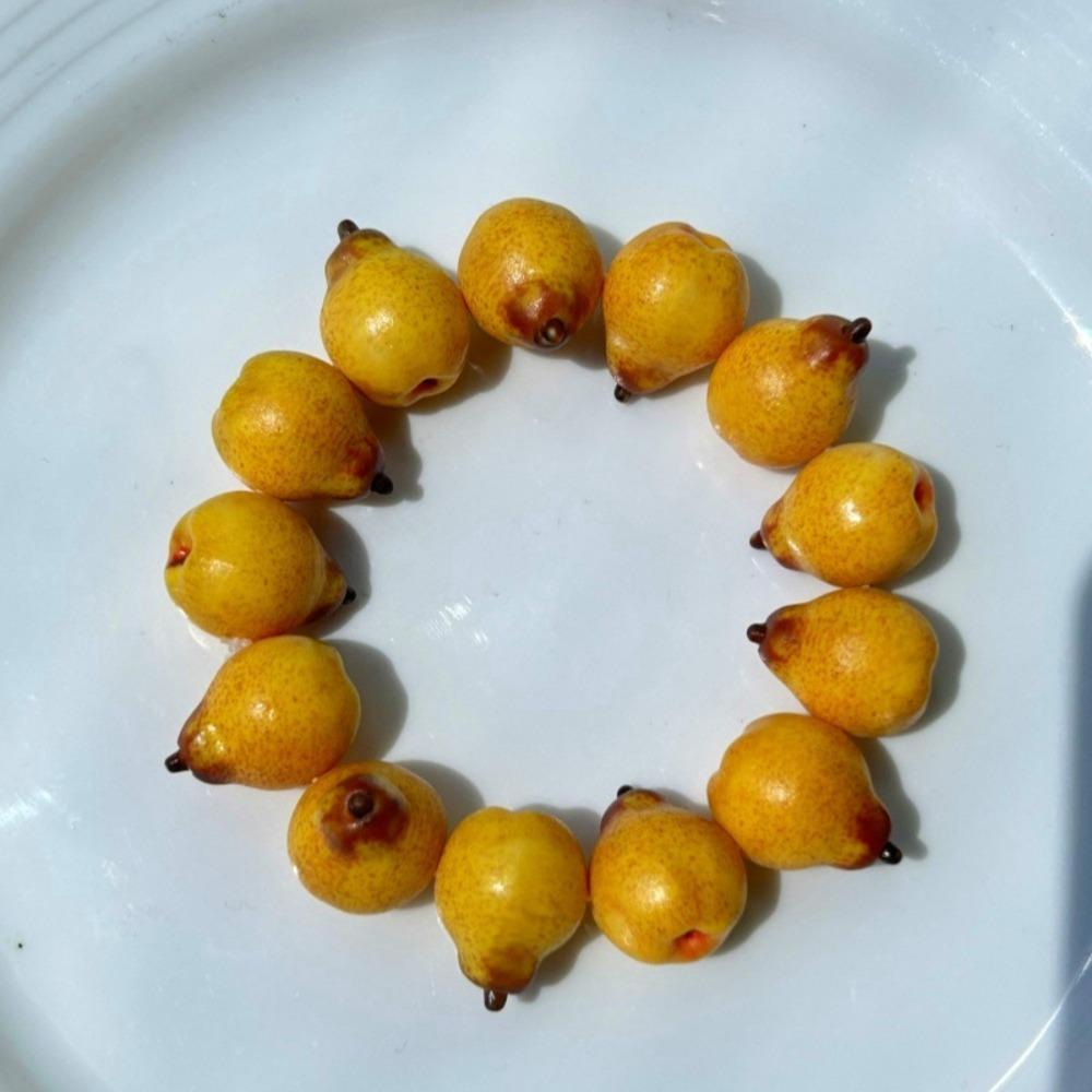 Y2K 3D Fruit Resin Fruit Bracelet Elastic Rope Apple Mangosteen Peach Fruit Beaded Bracelet Multi-color Cartoon Bracelet Summer