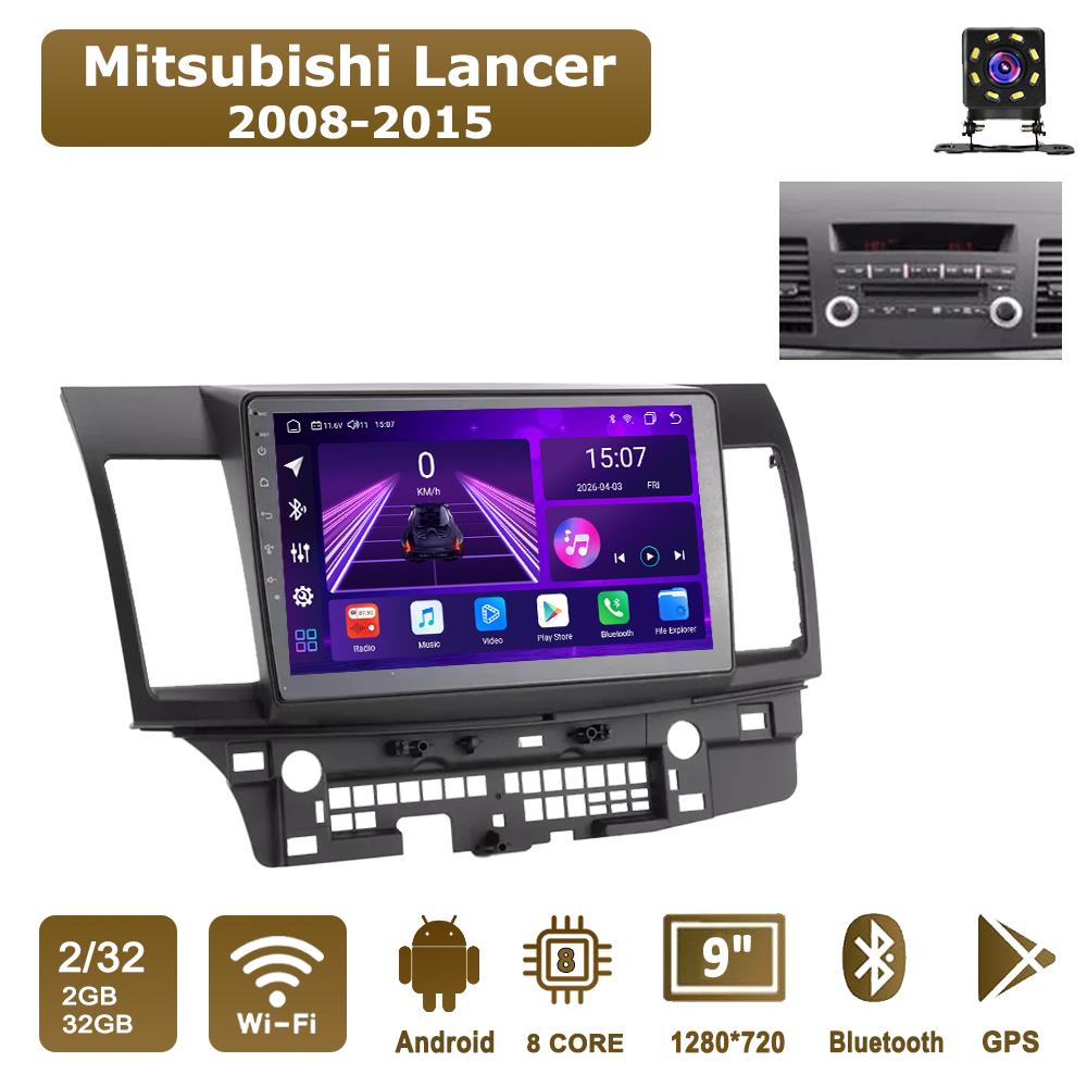 Автомобильная магнитола Android Car-Play для Mitsubishi Lancer 2008-2015 Мультимедийный плеер Головное устройство Стерео Навигация GPS BT WIFI, 8 ЯДЕР, 2+32 ГБ