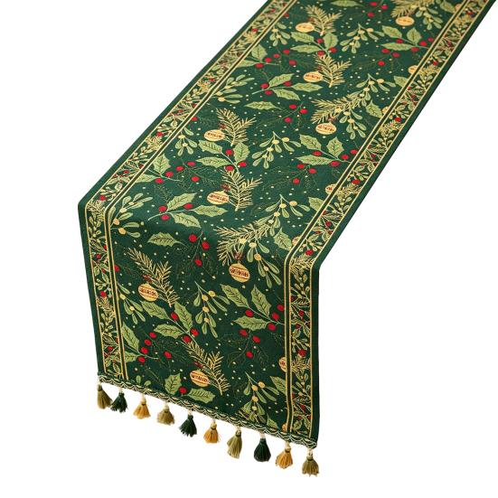 Spill Proof Table Runner Christmas Runner, Durable Decorative Stitching Decoration, Protects from Hot Pans Scratch for Dining Room Kitchen