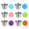 1/6Pcs Dipping Cup Stainless Steel Sauce Cup with Leakproof Lid 70ml Reusable Condiment Container