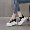 100% Genuine Leather Shoes Women Fashion Sneakers Brand Ladies Flat Platform Height Increasing 8cm Black White Shoes