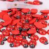100Pcs/Bag Wooden Ladybird Sticker Children Kids Painted Diy Craft Ladybug
