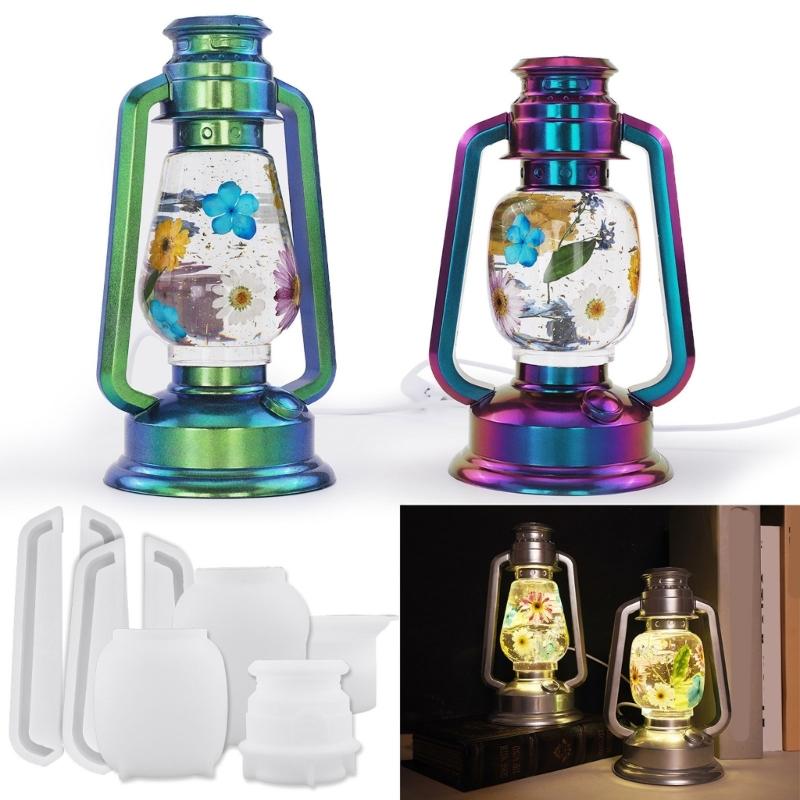 Artistic Resin Casting Mold Flexible Reusable Moulds Resin Oil Lamp Silicone Molds for Making Bedside Camping Lights