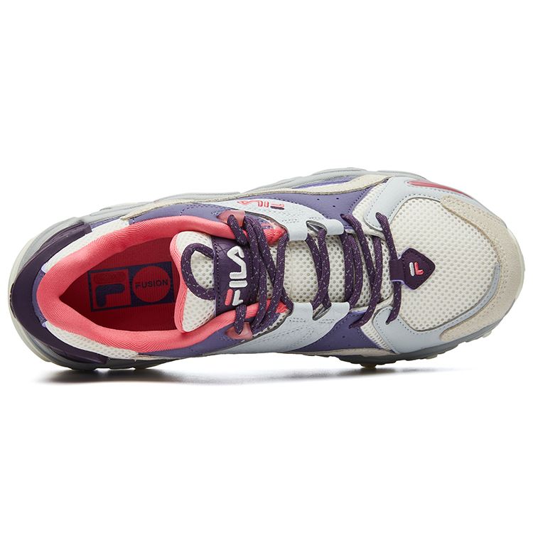 Fila Fusion Трассирующая ткань Синтетическая кожа Коровья кожа Замша На шнуровке Низкие папины кроссовки Женские кроссовки Светло-фиолетовый T12W135207FGL