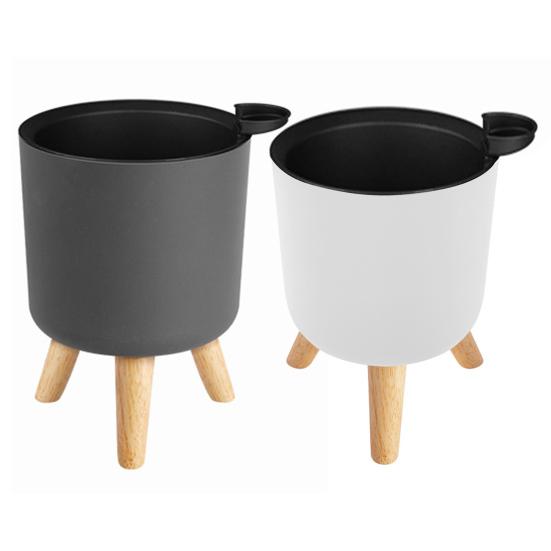 Самополивающийся цветочный горшок, горшок для растений с ножками из цельного дерева, однотонный цветочный горшок с дренажными отверстиями для домашнего сада