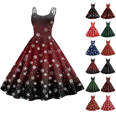 Женские модные сексуальные без бретелек готические коктейльные рождественские графические принтованные винтажные длинные платья