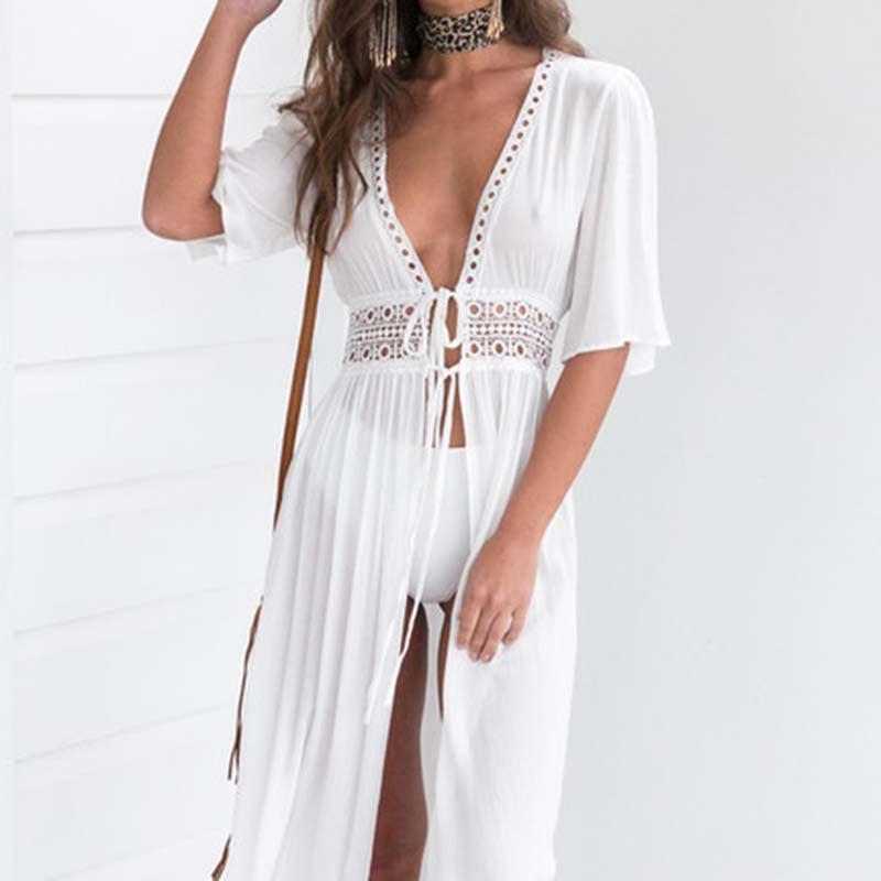 Lace Crochet Womens Bikini Beachwear Cover Up Beach Dress Summer Bathing Kaftan