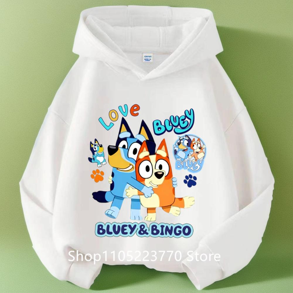 Детская толстовка с капюшоном Bluey Осень Зима Теплая Мягкая Пуловер Удобная Одежда для Игр для Мальчиков Девочек