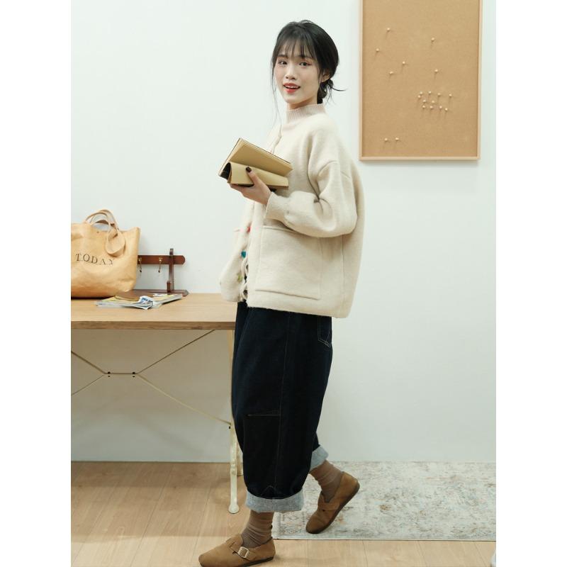 DIMANAF Большой размер Осень Женский Однотонный Пуговицы Свитера Куртка Вязание Мода Оверсайз Повседневный Стиль Свободный Кардиган Свитер