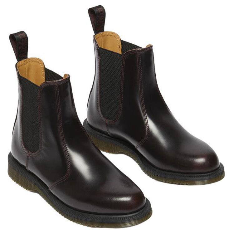 Dr. Martens Leather Casual Simple Commuting Short Chelsea Boots Women Boots Cherry-Red 32218600