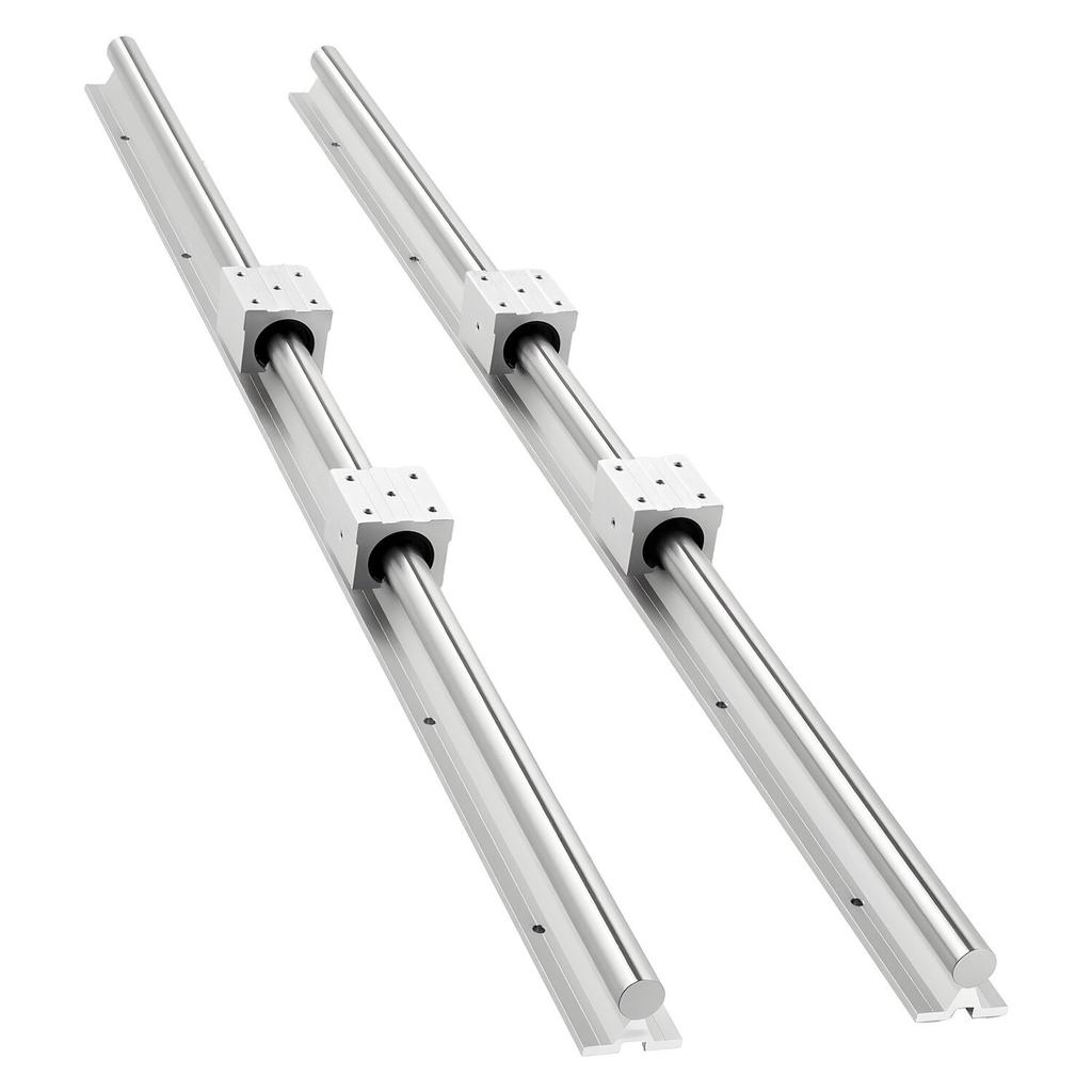 Linear Rail Kit, SBR25, 2Pcs 1200 mm (47.24 inch) Linear Motion Guide Rails and 4Pcs Bearing Slide Blocks, Fully Supported Shaft, for Cutting,