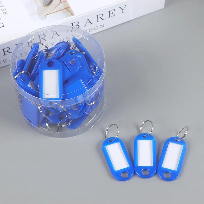 50 шт./лот красочный пластиковый брелок для ключей бирки этикетка пронумерованная имя багажная бирка идентификатор брелок для отеля бирка с именем бирки с разъемным кольцом