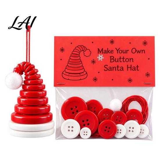 DIY Ornament Making Set Christmas Button Pendant Craft Kit for Kids Adults Handmade Santa Hat/Bell/Gnome/Wreath Hanging Gift Children with