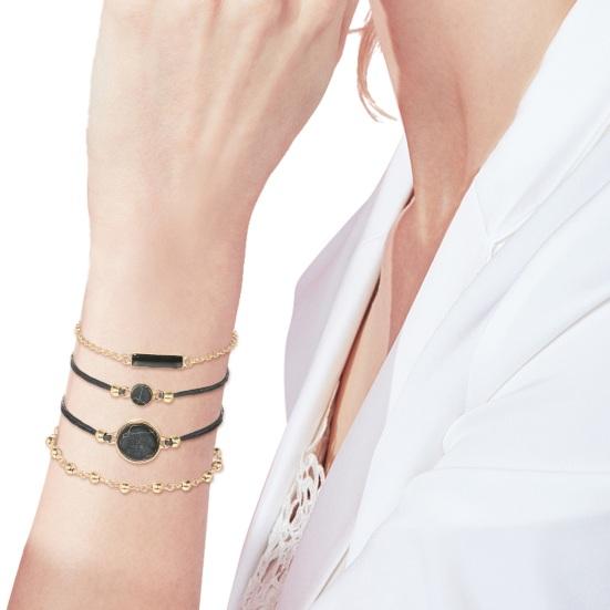 4 шт./комплект женский браслет черный камень регулируемая длина набор карабин клипса ретро контраст