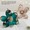 2pcs Christmas Glitter Magnolia Flowers Fake Christmas Floral Decorative Ornament for Xmas Tree Wreath Party Holiday Decor