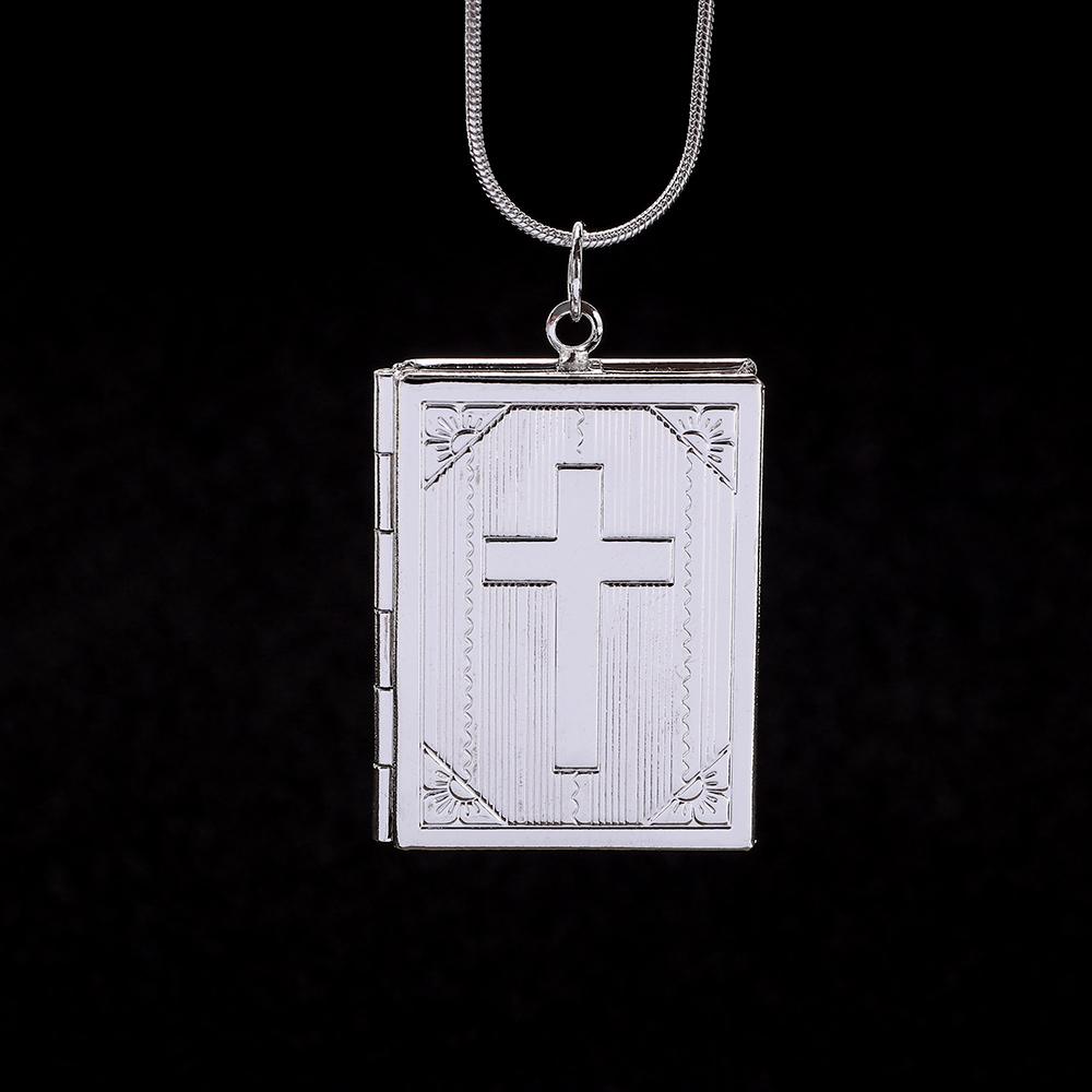 Charms Pciture Frame Pendant Christian Cross Bible Box Chains Jewelry Necklace Clothing Accessories