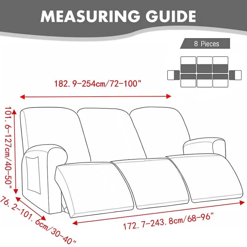 1 2 3 Seater Velvet Recliner Chair Cover Elastic Split All-inclusive Sofa Covers for Living Room Lounge Armchair Slipcovers Home