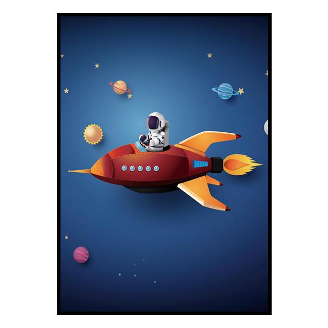 Outer Space Astronaut Cartoon Picture Poster Canvas Painting Kids Room Prints and Decoration Mural for Modern Home Decor No Frame