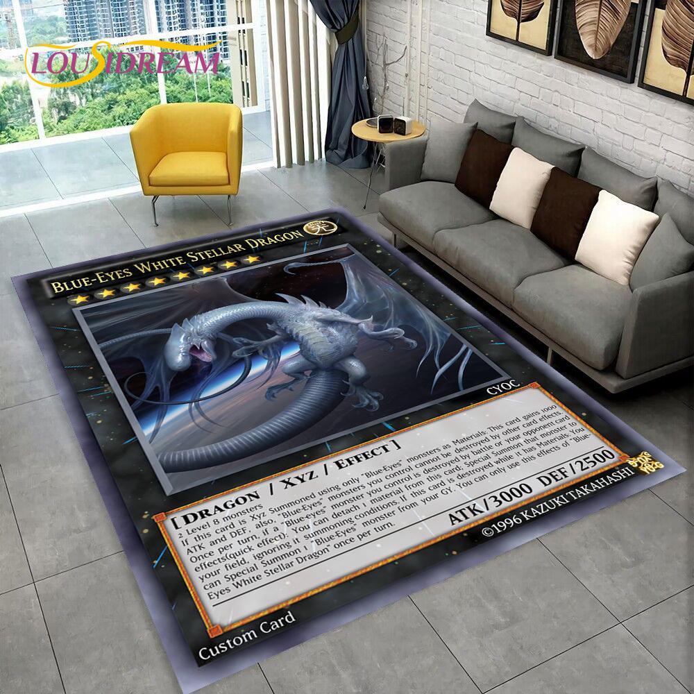 3D Monster Gold Card Cartoon Yu-Gi-Oh Anime dack magician Game Carpet Rug for Bedroom Living Room Home Sofa Decoration,Floor Mat